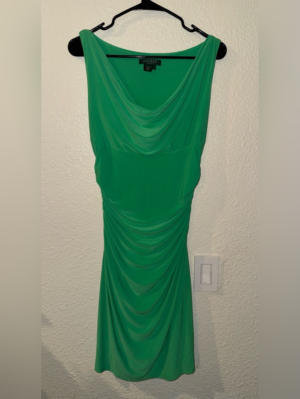 Lauren Ralph Lauren Green Cowl-Neck Midi Dress